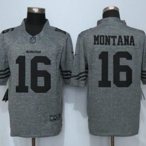 Nike San Francisco 49ers 16 Montana Gray Mens Stitched Gridiron Gray Limited Jersey