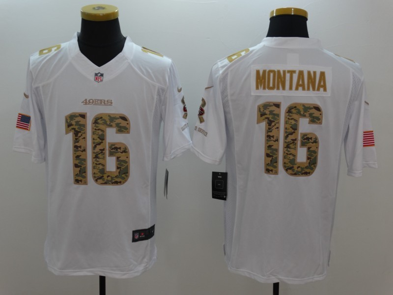 NFL San Francisco 49ers #16 Montana White Salute To Service Limited Jersey
