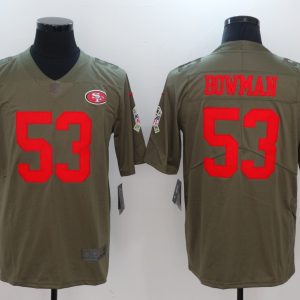 Mens San Francisco 49ers #53 Bowman Olive Salute to Service Limited Jersey