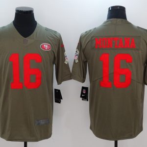 Mens San Francisco 49ers #16 Montana Olive Salute to Service Limited Jersey