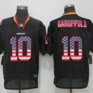 Nike San Francisco 49ers 10 Garoppolo USA Flag Fashion Black Elite Jersey