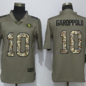 Nike San Francisco 49ers #10 Garoppolo Olive Camo Salute to Service Limited Jersey