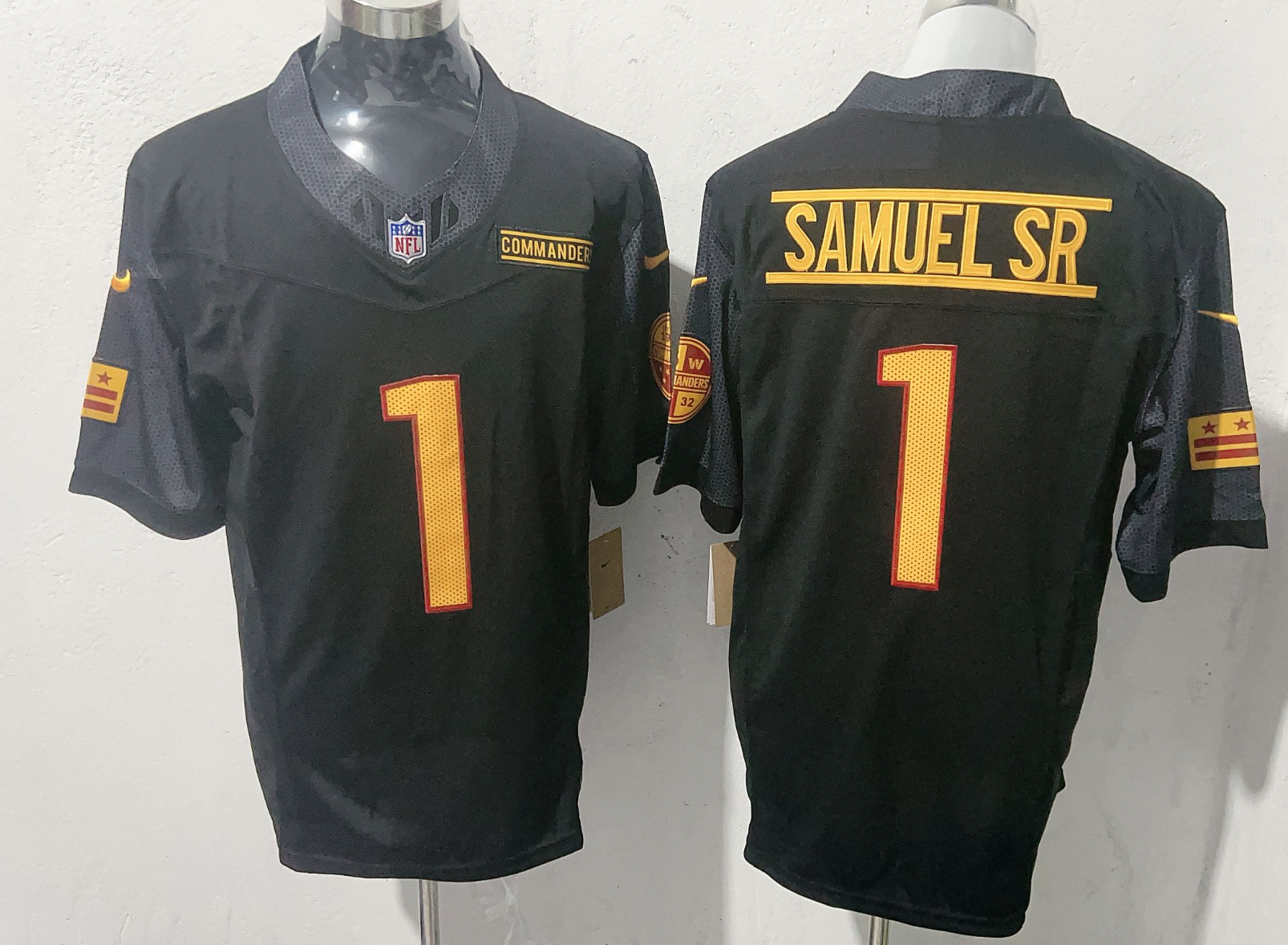 Men's Washington Commanders #1 Deebo Samuel Sr Black 2025 F.U.S.E. Vapor Limited Jersey