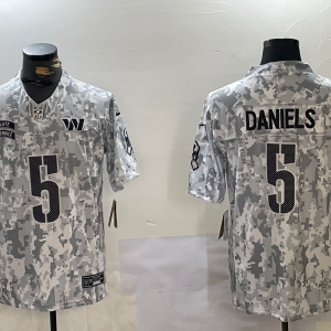 Men's Washington Commanders #5 Jayden Daniels Arctic Camo 2024 F.U.S.E. Salute to Service Jersey
