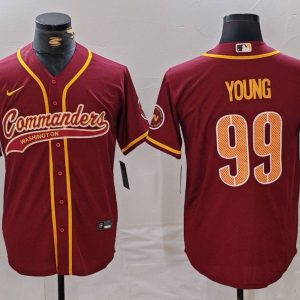 Men's Washington Commanders #99 Chase Young Burgundy With Patch Cool Base Stitched Jersey