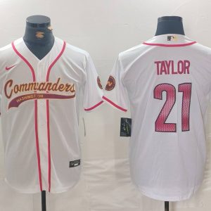 Men's Washington Commanders #21 Sean Taylor White With Patch Cool Base Stitched Jersey