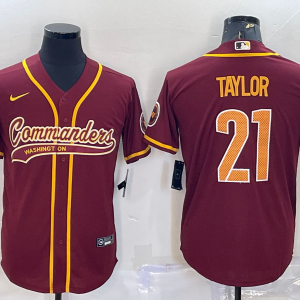 Men's Washington Commanders #21 Sean Taylor Burgundy With Patch Baseball Jersey