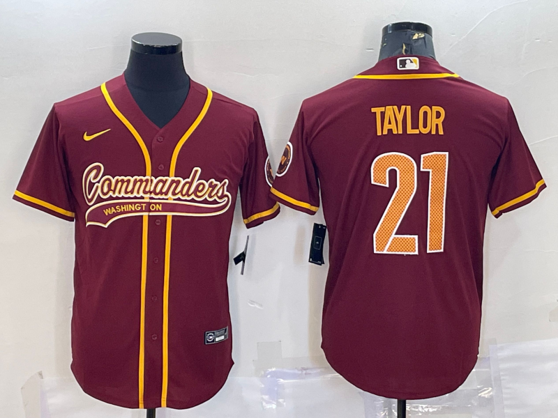 Men's Washington Commanders #21 Sean Taylor Burgundy With Patch Baseball Jersey
