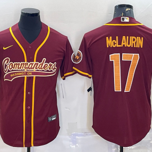 Men's Washington Commanders #17 Terry McLaurin Burgundy With Patch Baseball Jersey