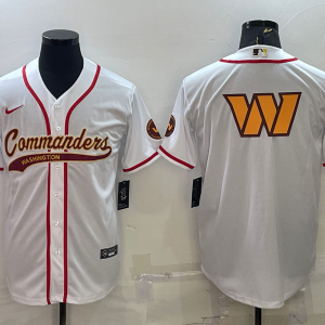 Washington Commanders White Big Logo With Patch Baseball Nike Jersey