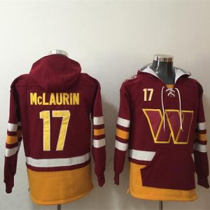 Men's Washington Commanders #17 Terry McLaurin Burgundy Lace-Up Pullover Hoodie