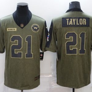 Men's Washington Football Team #21 Sean Taylor 2021 Olive Salute To Service Limited Jersey
