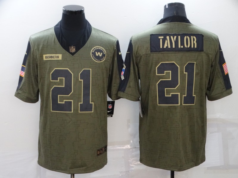Men's Washington Football Team #21 Sean Taylor 2021 Olive Salute To Service Limited Jersey