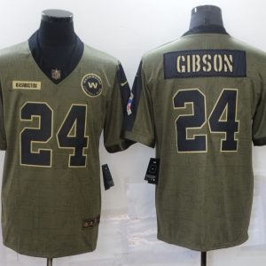 Men's Washington Football Team #24 Antonio Gibson 2021 Olive Salute To Service Limited Jersey