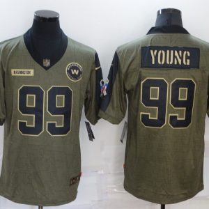 Men's Washington Football Team #99 Young 2021 Olive Salute To Service Limited Jersey