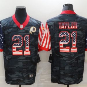 Men's Washington Football Team #21 Sean Taylor 2020 Camo USA Flag Limited Jersey