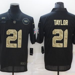 Men's Washington Football Team #21 Taylor Black Camo Salute To Service Limited Jersey