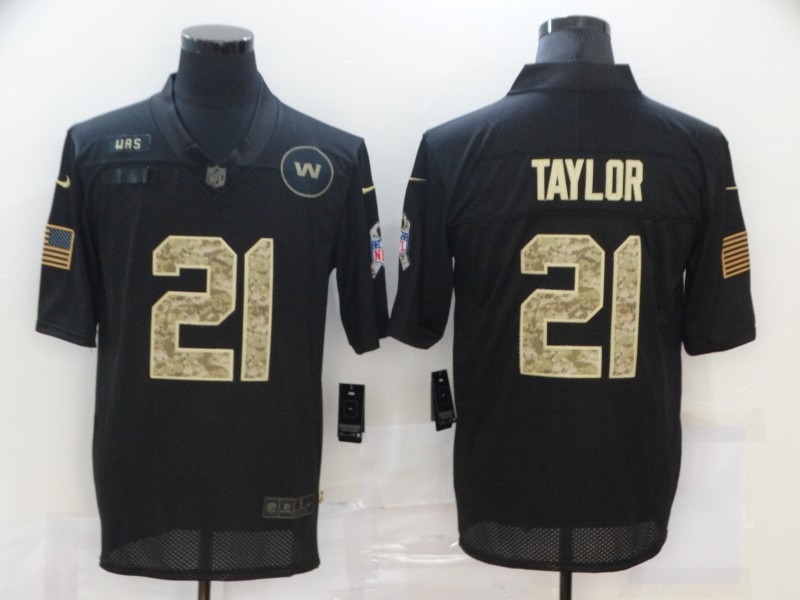 Men's Washington Football Team #21 Taylor Black Camo Salute To Service Limited Jersey