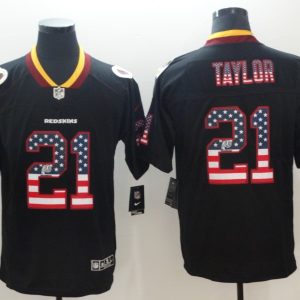 Nike 2018 Washington Redskins #21 Taylor USA Flag Fashion Black Color Rush Limited Jersey