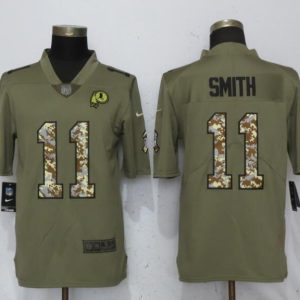 New Nike Washington Red Skins 11 Smith Olive/Camo Carson 2018 Salute to Service Limited Jersey