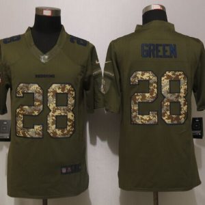New Nike Washington Redskins 28 Green Green Salute To Service Limited Jersey