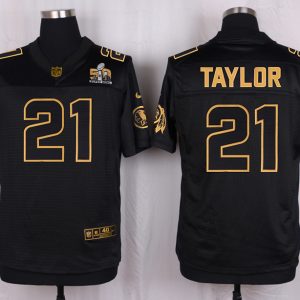 Mens Washington Redskins #21 Taylor Pro Line Black Gold Collection Jersey