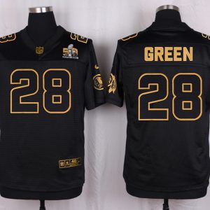 Mens Washington Redskins #28 Green Pro Line Black Gold Collection Jersey