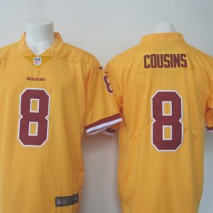 NFL Washington Redskins #8 Cousins Yellow Rush Jersey