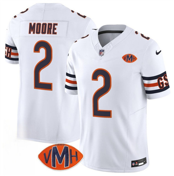 Men's Chicago Bears #2 D.J. Moore White 2025 F.U.S.E. With VMH Patch Vapor Limited Jersey
