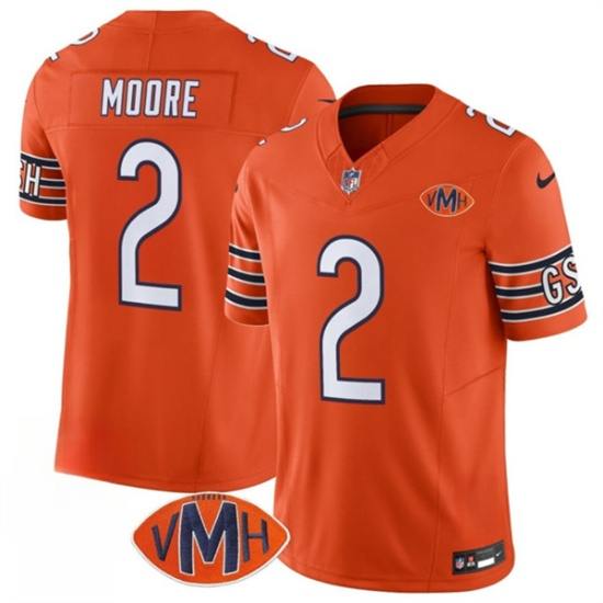 Men's Chicago Bears #2 D.J. Moore Orange 2025 F.U.S.E. With VMH Patch Vapor Limited Jersey