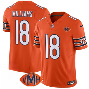 Men's Chicago Bears #18 Caleb Williams Orange 2025 F.U.S.E. With VMH Patch Vapor Limited Jersey