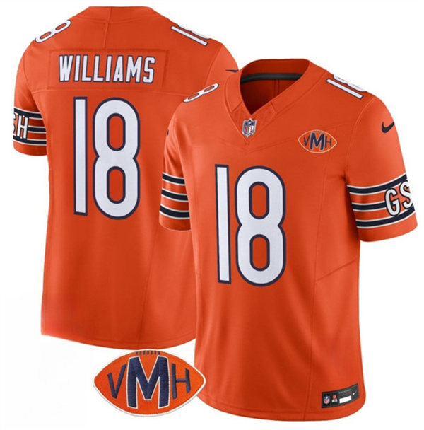 Men's Chicago Bears #18 Caleb Williams Orange 2025 F.U.S.E. With VMH Patch Vapor Limited Jersey