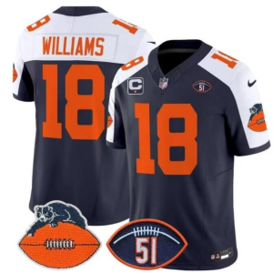 Men's Chicago Bears #18 Caleb Williams Navy/White F.U.S.E. With 1-star C Patch And No. 51 Jersey