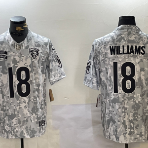 Men's Chicago Bears #18 Caleb Williams Arctic Camo 2024 F.U.S.E. Salute to Service Jersey