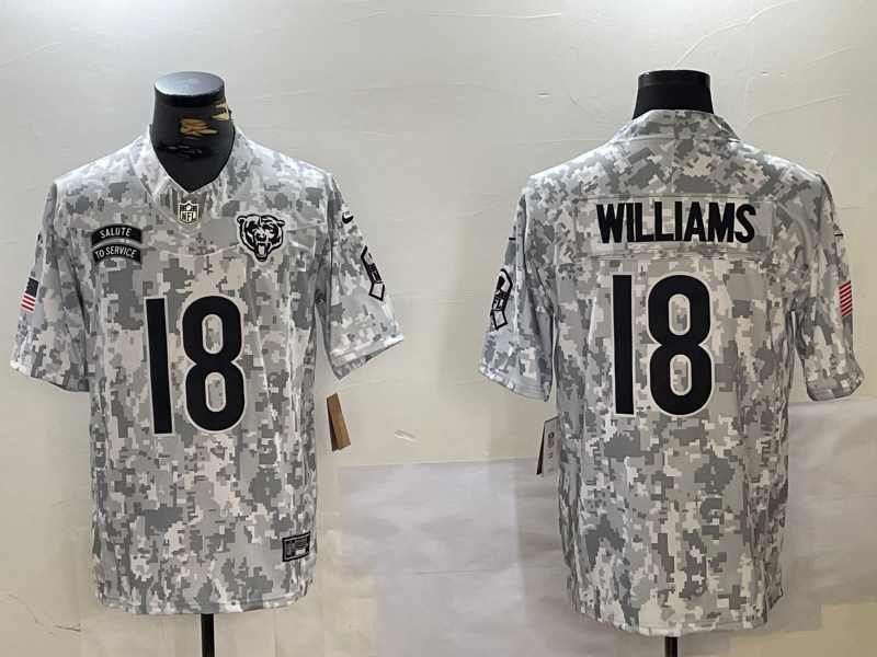 Men's Chicago Bears #18 Caleb Williams Arctic Camo 2024 F.U.S.E. Salute to Service Jersey