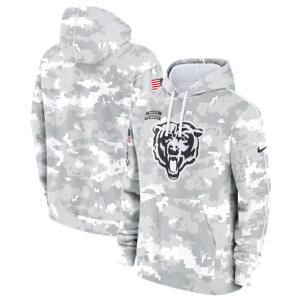 Men's Chicago Bears 2024 Arctic Camo Salute to Service Club Fleece Pullover Hoodie