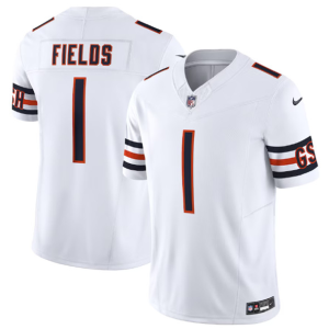 Men's Chicago Bears #1 Justin Fields White 2023 F.U.S.E. Vapor Untouchable Limited Jersey