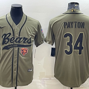 Men's Chicago Bears #34 Walter Payton 2022 Olive Salute To Service Baseball Nike Jersey