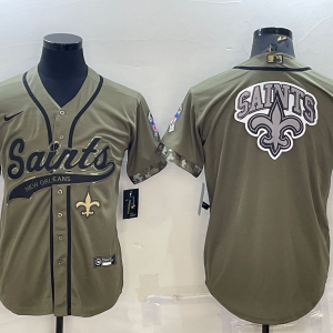 Men's New Orleans Saints 2022 Olive Salute To Service Team Big Logo With Patch Baseball Nike Jersey