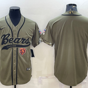 Men's Chicago Bears Blank 2022 Olive Salute To Service Baseball Nike Jersey