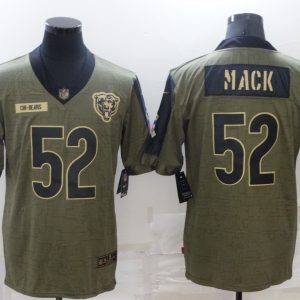 Men's Chicago Bears #52 Khalil Mack 2021 Olive Salute To Service Limited Jersey