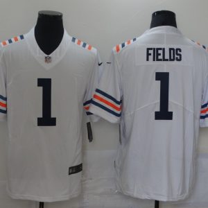 Men's Chicago Bears #1 Justin Fields White 2021 NFL Draft Vapor Untouchable Limited Jersey