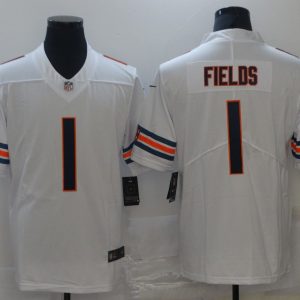 Men's Chicago Bears #1 Justin Fields White 2021 NFL Draft Vapor Untouchable Limited Jersey