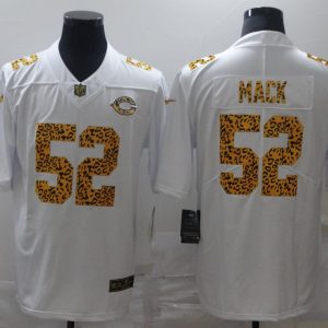 Men's Chicago Bears #52 Khalil Mack White Leopard Vapor Limited Jersey