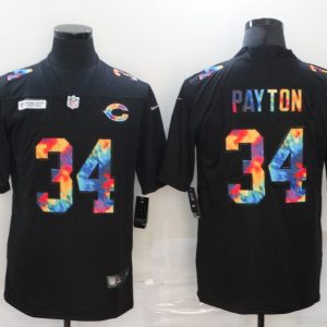 Men's Chicago Bears #34 Walter Payton Black Rainbow Limited Jersey