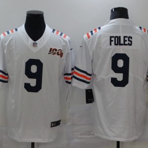 Men's Chicago Bears #9 Foles White 2019 100th Season Limited Stitched NFL Jersey