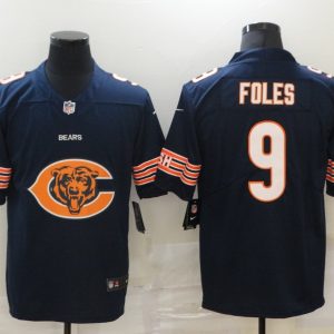 Men's Chicago Bears #9 Foles Blue Team Big Logo Number Vapor Untouchable Limited Jersey