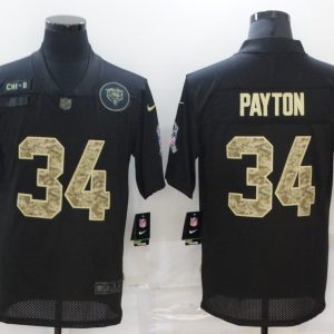 Men's Chicago Bears #34 Walter Payton Black Camo Salute To Service Limited Jersey