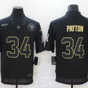 Men's Chicago Bears #34 Walter Payton 2020 Black Salute To Service Limited Jersey