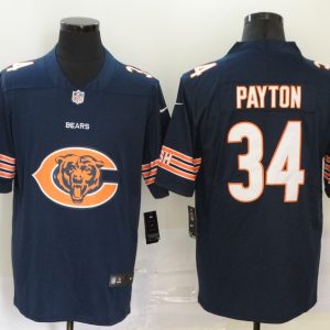 Men's Chicago Bears #34 Walter Payton Blue Team Big Logo Number Vapor Untouchable Limited Jersey
